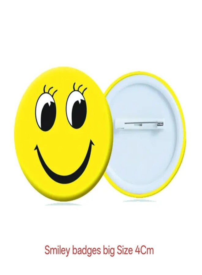 VTL Smiley Face Badges 4cm Round Plastic Pins | Cute Yellow Smile Design with Safety Pin Back | Fun Accessories for Students, Bags, Gifts & School Events (Pack of 60) - Image 2